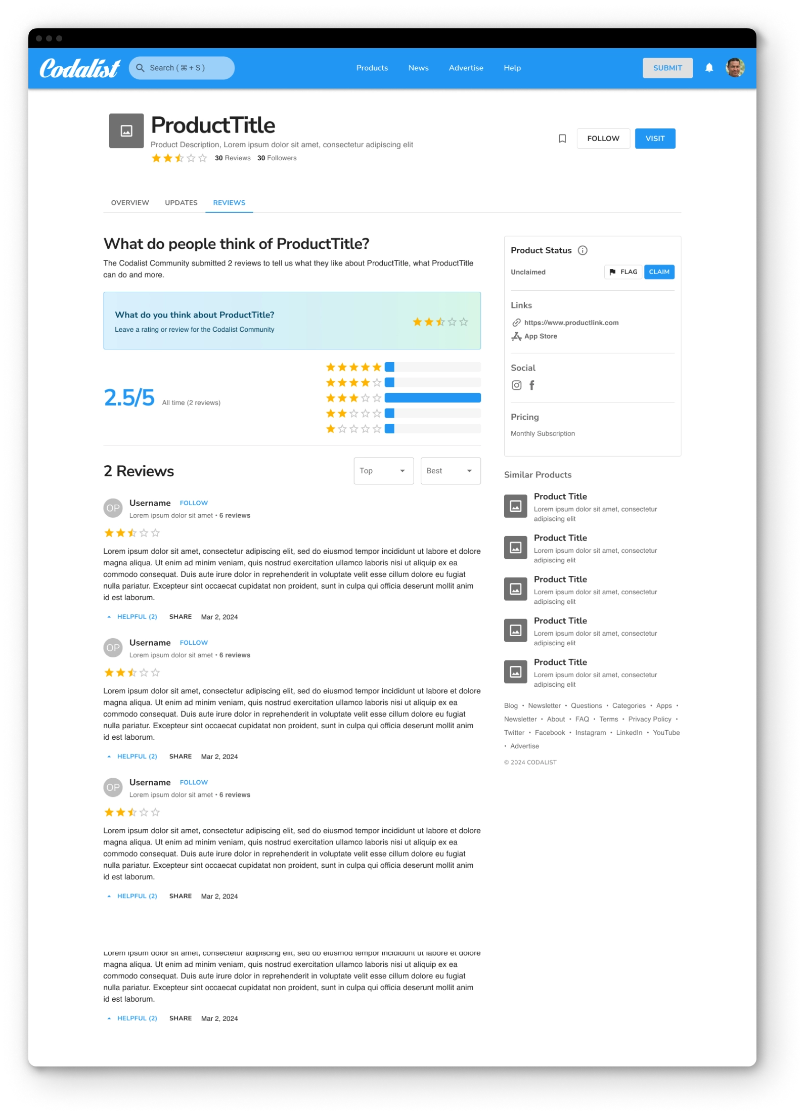 Codalist Product Reviews