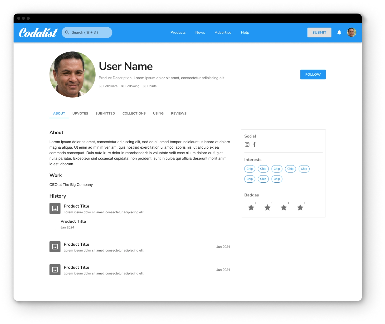 Codalist User Profile