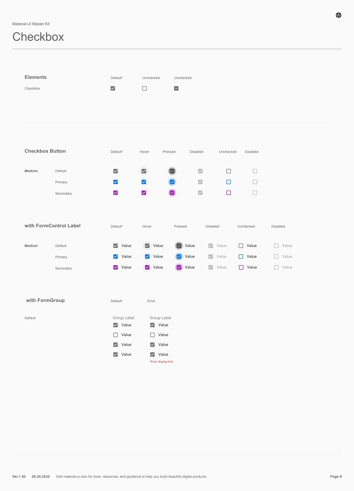 MUI Xd Kit Checkbox